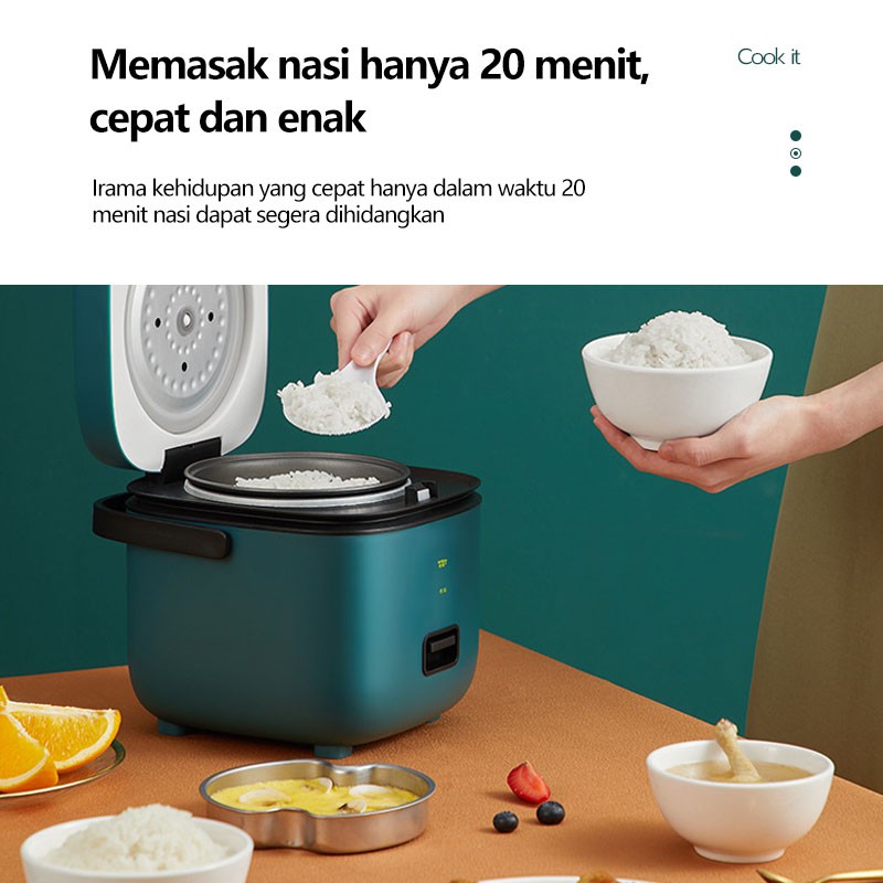 Smart Mini Non-stick Rice Cooker European Retro Vintage Elegant Design Electric Cooker Family Gift Periuk Nasi 0.8L