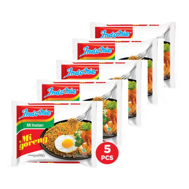 

PAKET 5 PCS Indomie Goreng Reguler Mi Instan Goreng Lengkap Bawang Goreng & Saus Cabe - 5pcs x 85gr
