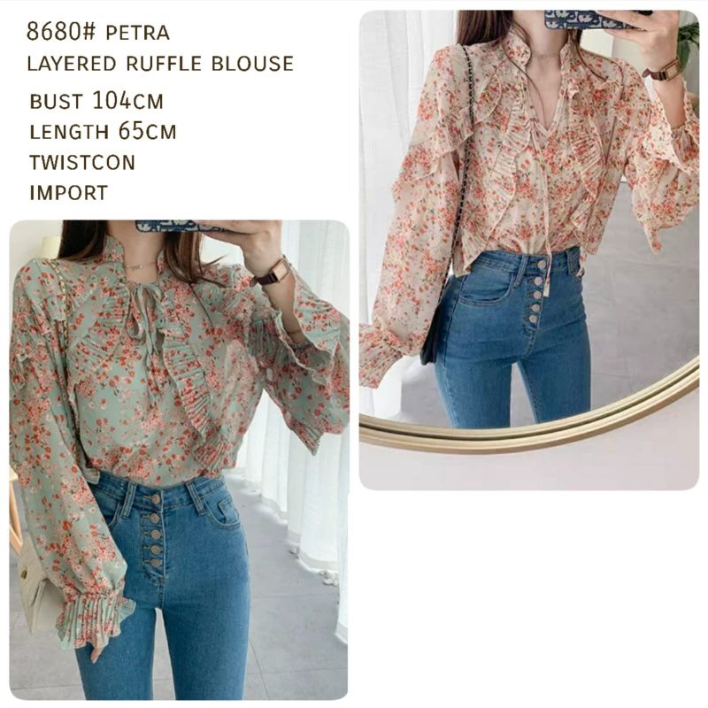 MDLV ~ 8680# Petra Layered Ruffle Blouse Korea Import