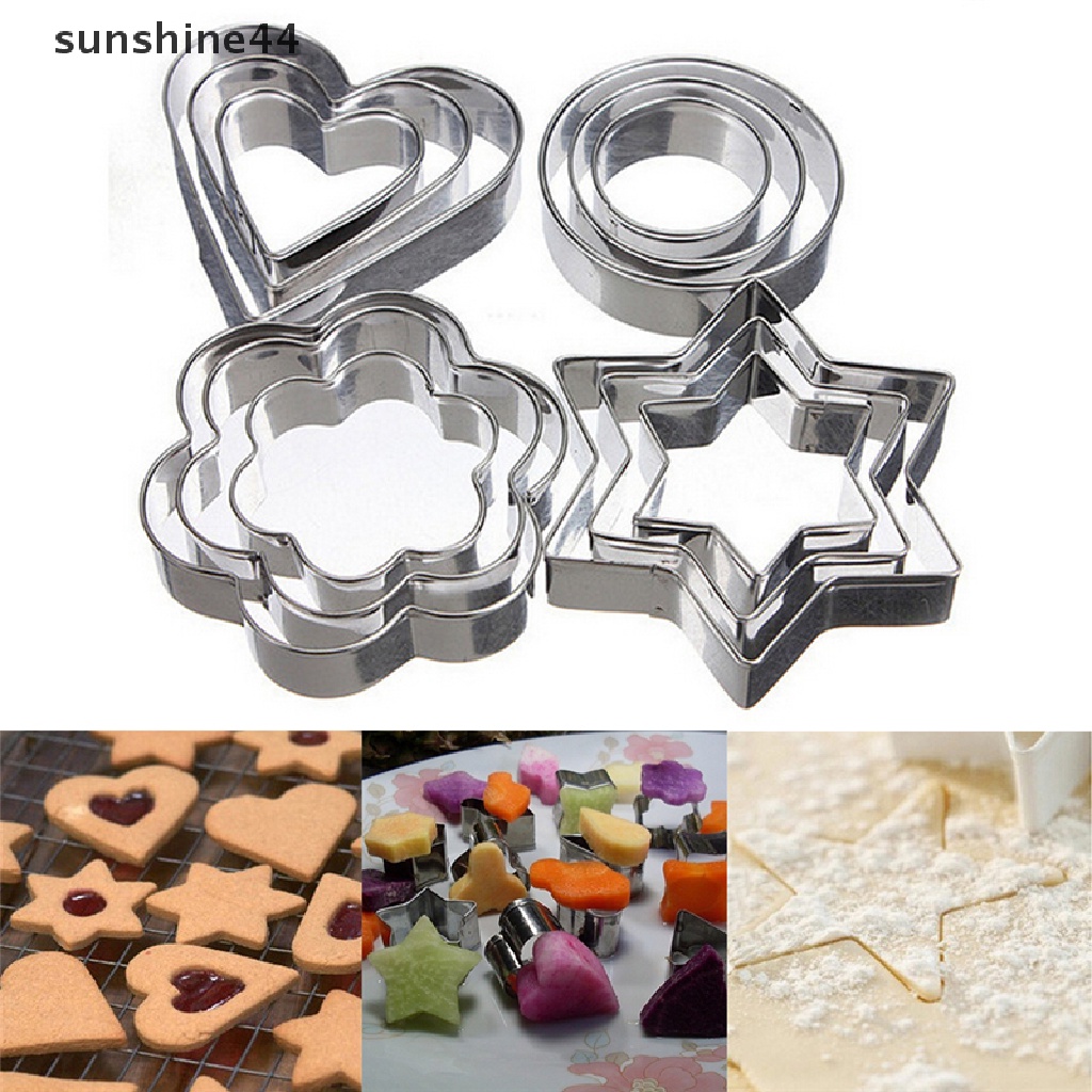 Sunshine 1 Set / 12Pcs Cetakan Kue / Cookies / Telur Bahan Stainless Steel