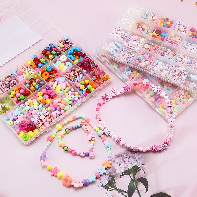 Akrilik Manik -manik Kit untuk Anak -anak Gelang Kalung Gelang Membuat DIY