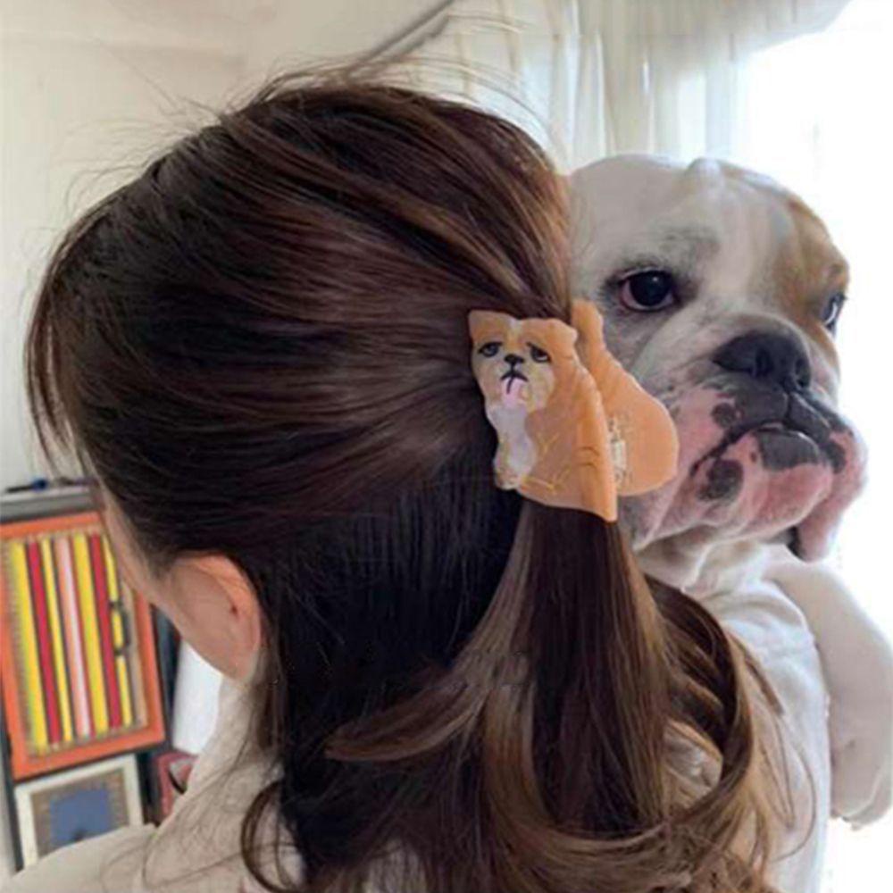 AUGUSTINA Acetic Acid Hair Claw Hewan Kartun Lucu Yorkshire Terrier Aksesori Rambut Poodle Gaya Korea Hiu Klip