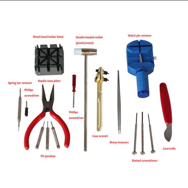 Alat Service Jam Tangan Peralatan Perbaikan Jam Set Lengkap Obeng Tang