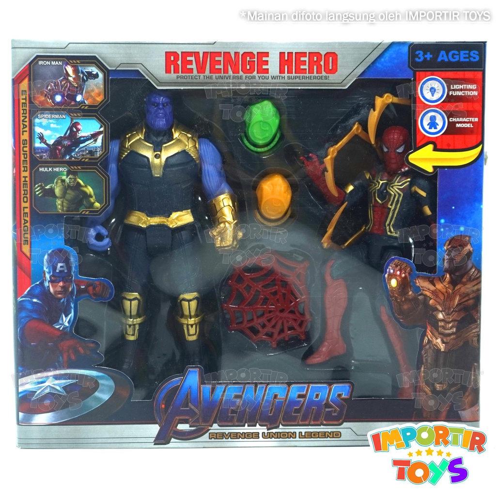 Set Figure Avengers 2 Pcs Marvel Mainan Anak dgn Lampu Bercahaya