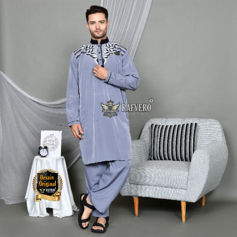 Setelan Baju Muslim Al- Ghazza ORIGINAL RAFVERO - setelan Baju Qurta