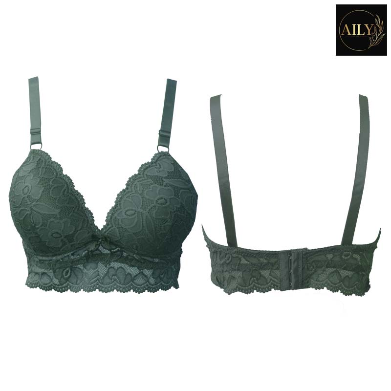 Aily 8840 Hijau Big Size Lace Sweet Bra