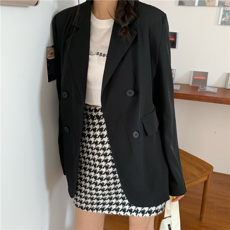 XIAOZHAINV Blazer Jaket Crop Wanita Korean Style V-neck 3288