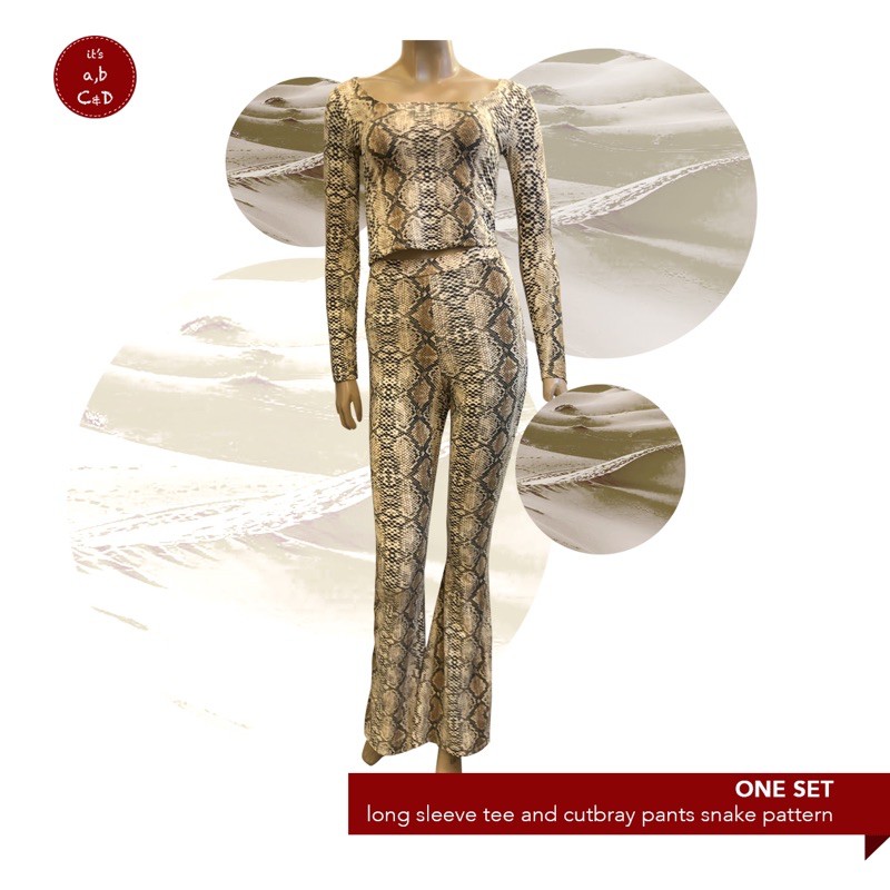 atasan motif ular dan celana kulot macan keren mewah import