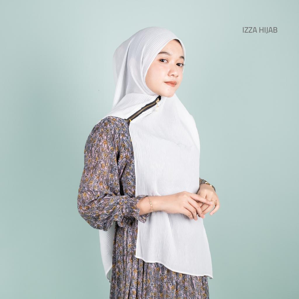 PASHMINA FULL PLISKET ZIPPER RESLETING/ PASHMINA ZIPPER RESLETING DIAMOND BY IZZA-BROKEN WHITE