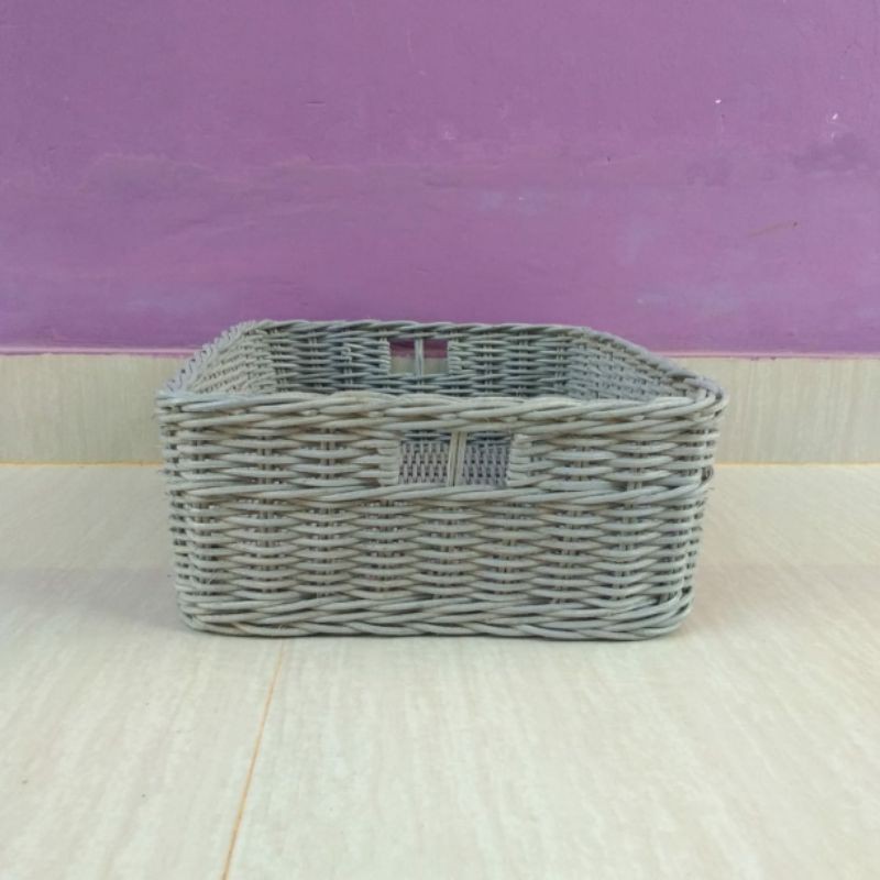 Keranjang rotan nampan persegi kotak panjang sovenir seserahan parcel  24x18x8 cm