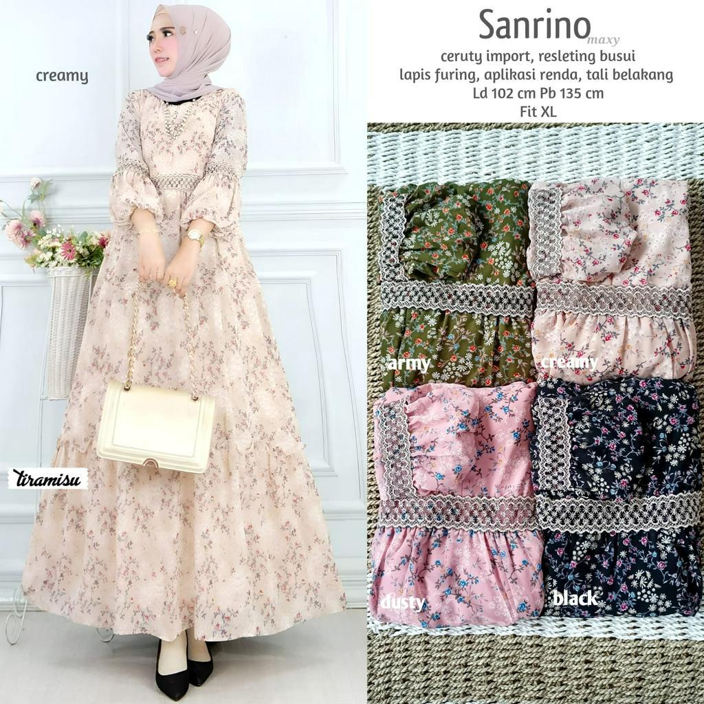 SANRINO DRESS / 10.7 / BAHAN CERUTY PREMIUM / LD 102 CM / PB 135 CM / ALLSIZE FIT TO XL / TIRAMISU