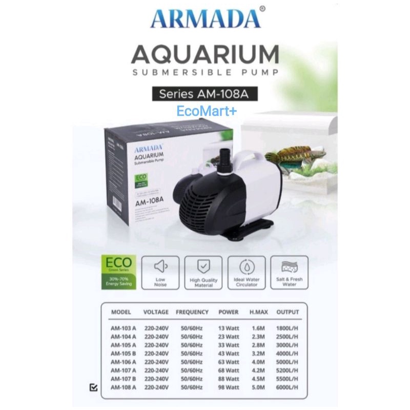 Pompa Armada AM 108A Pompa Akuarium Power Head Celup LOW WATT PROMO !!!