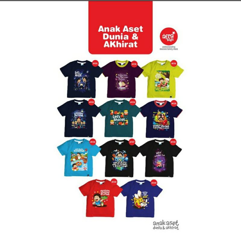 Kaos anak Afrakids AF234 &quot;Lets Sholat&quot; Lengan Pendek