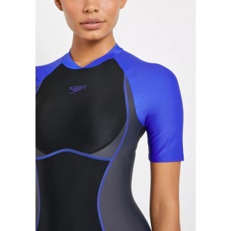 Promo Baju Renang Wanita Speedo Essential Splice Kneesuit Blue Original Berkualitas