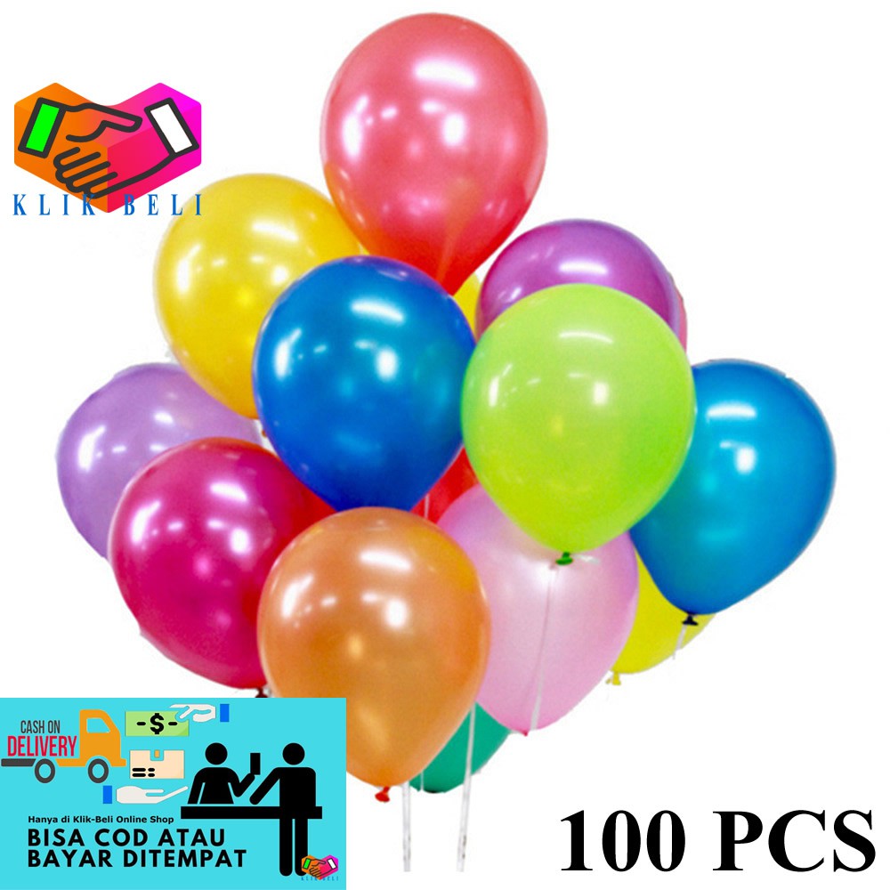 (100 PCS) Balon Latex Metallic Karet Party Colorful Balloon Pesta Ulang Tahun Warna Warni Mix Colour