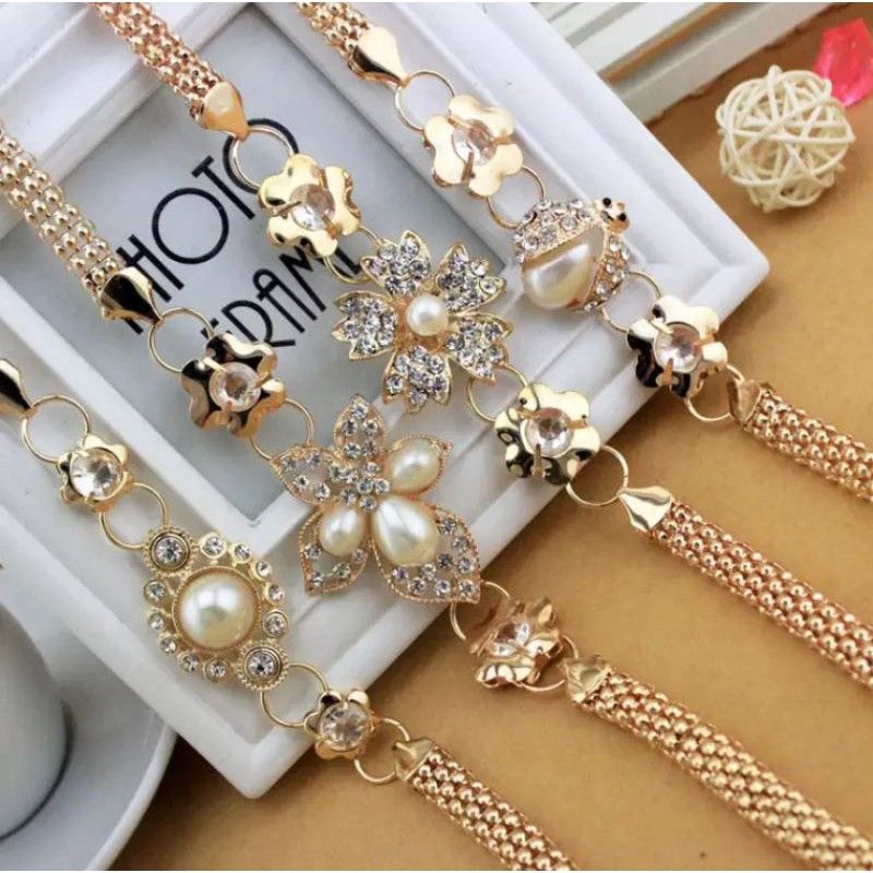 IKAT PINGGANG /GESPER RANTAI WANITA CROUN GOLD MEWAH/BELT DRESS