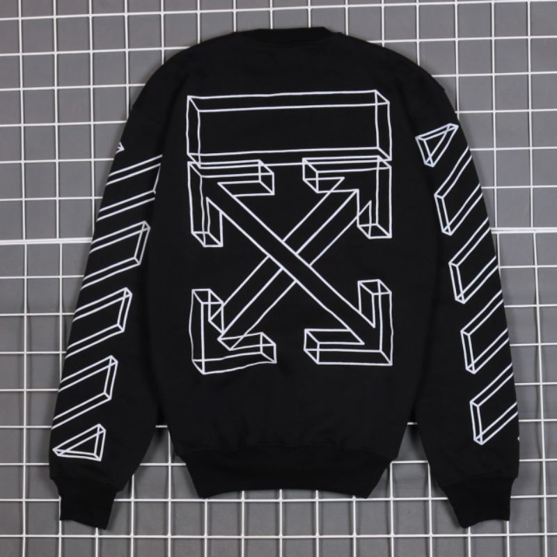 JAKET SWEATER CREWNECK BS OF WHITE DIAG ARROW 3D UNISEX PREMIUM QUALITY