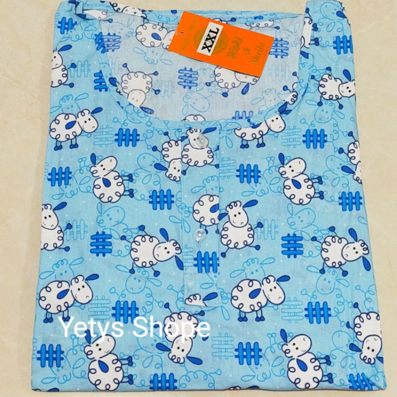 Hoki&Sheila Jumbo LD120 C3/4 Baju Tidur Piyama Fit XXL [Part 1]-Sheep Pagar HS Biru