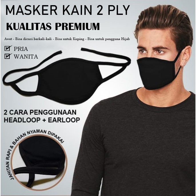 Masker Kain Hitam Polos Masker Warna Hitam Masker Masker Kain Katun Masker Anti Polusi Masker Kain Shopee Indonesia