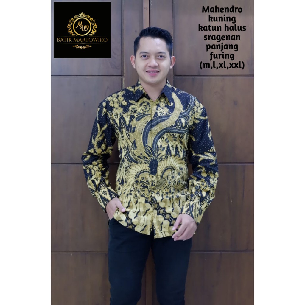 MAHENDRO KUNING Kemeja Batik Pria Full Furing Katun Sragenan