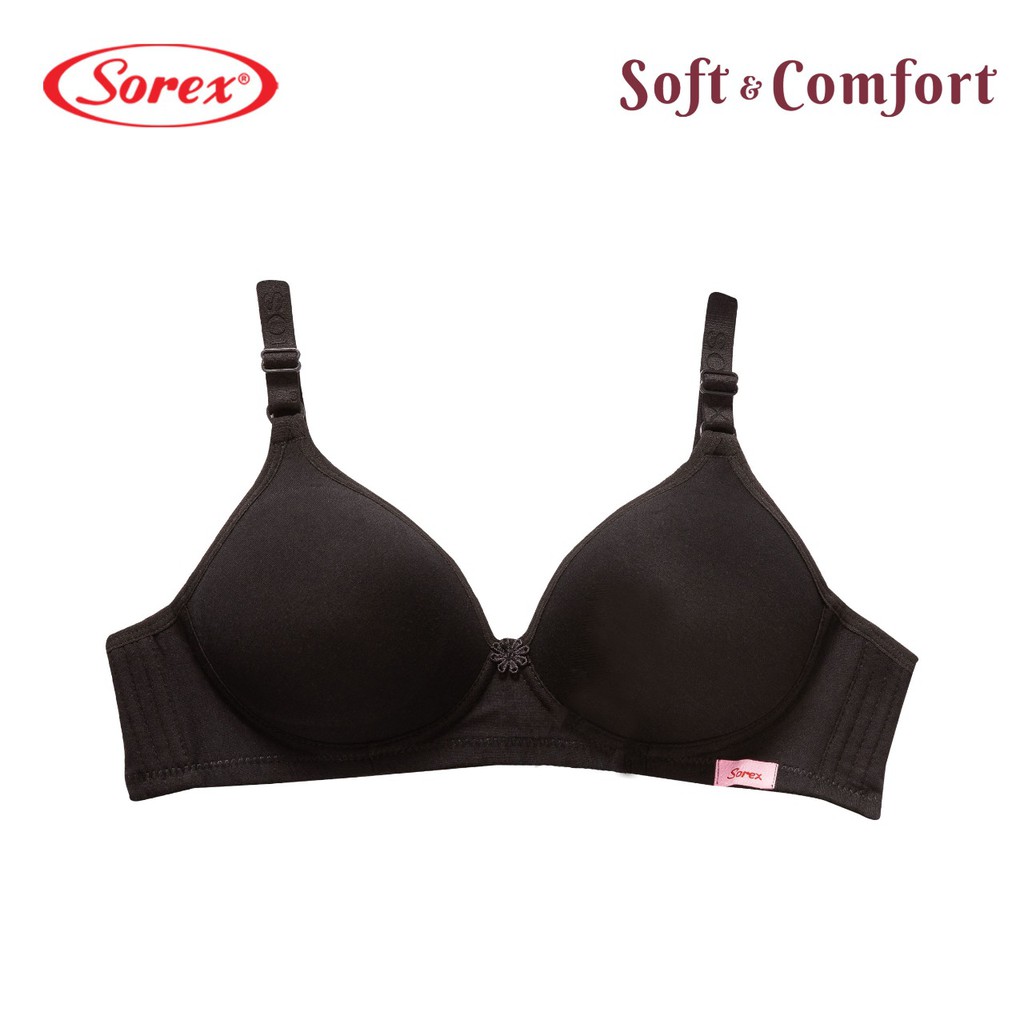 Sorex Bra Super Soft Busa Tanpa Kawat Cup Besar Kait 3 Setara Cup B-C BH  Harian 17228-Hitam