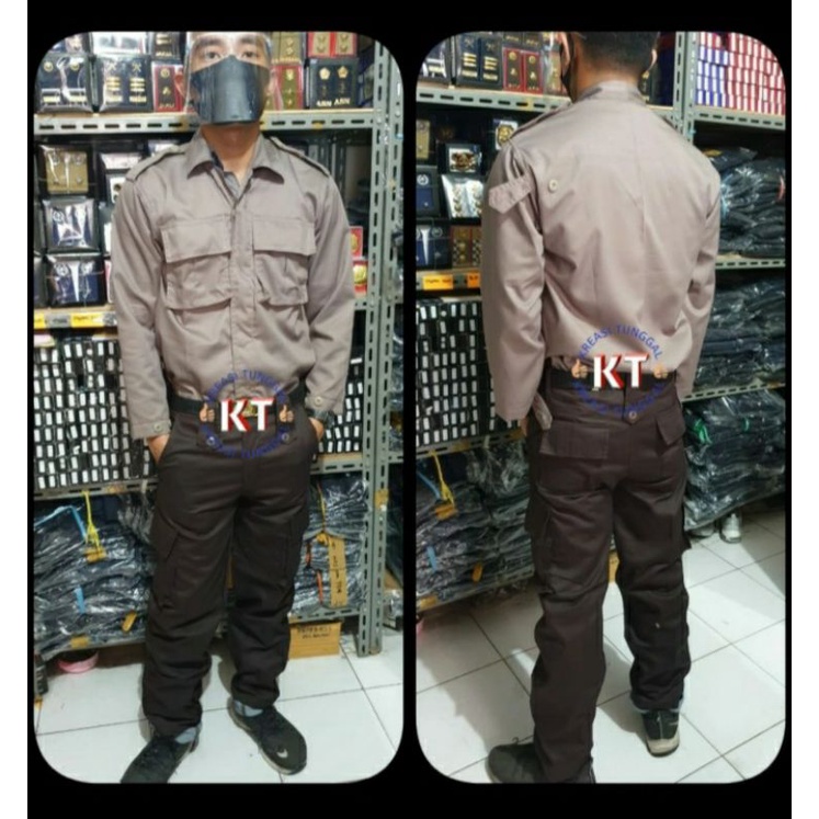 baju satpam PDL terbaru/seragam + bordiran satpam/security coklat