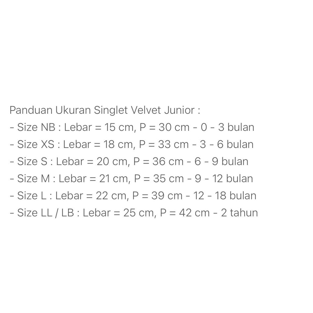 Babygiggles - Singlet Velvet Junior Kaos Kaus Dalam Bayi Anak