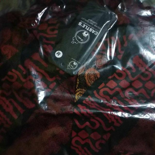 Kemeja Batik Songket Pria Lengan Pendek Marun Gradasi