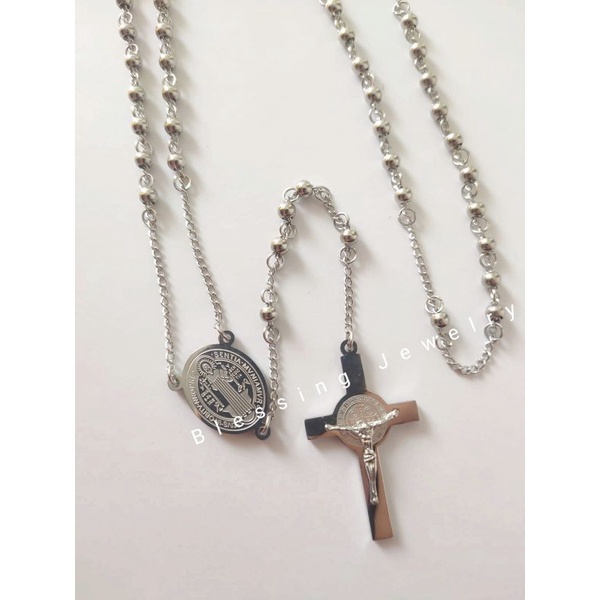 Kalung Rosario Warna Silver Pria dan Wanita 5