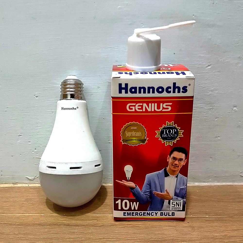 HANNOCHS LAMPU LED GENIUS EMERGENCY AC DC 6W 8W 10W 12W 15W PUTIH