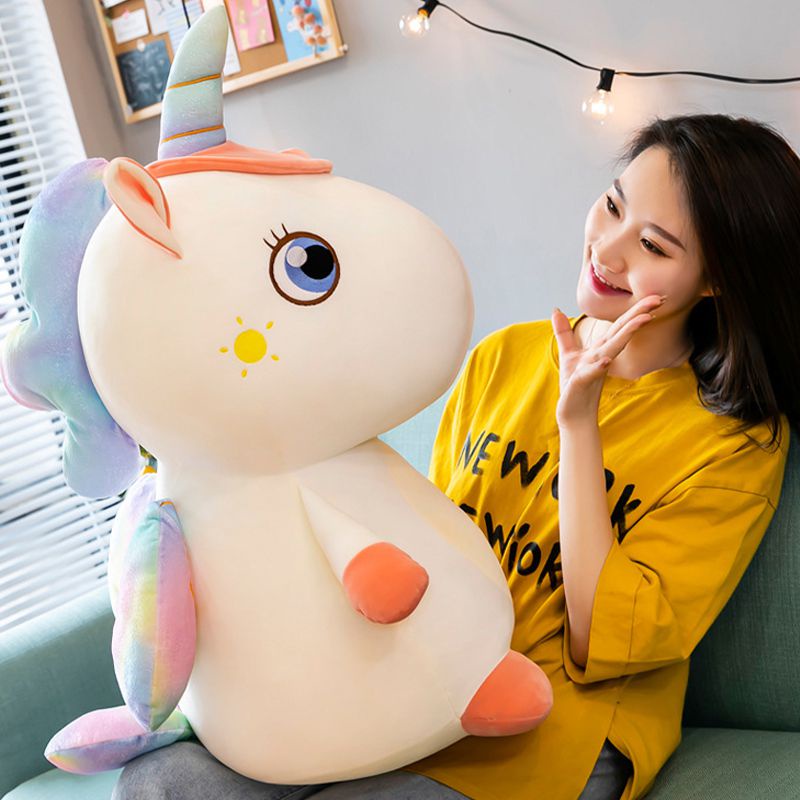 Unicorn Besar yang Dapat Dipeluk dengan Sayap Mainan Hewan Lembut Mewah