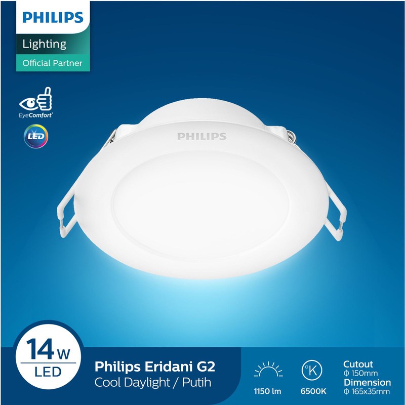 LAMPU PHILIPS Eridani G2 DL190B 14W LED11 D150 6&quot; - LED Downlight - Putih 6500K GARANSI RESMI HIAS PANEL TANAM AC 220V