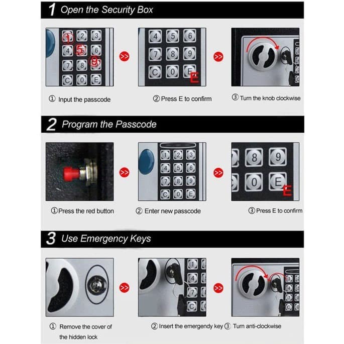 Brankas Mini Electric Password Safe Box Size Besar - EB20 - Black