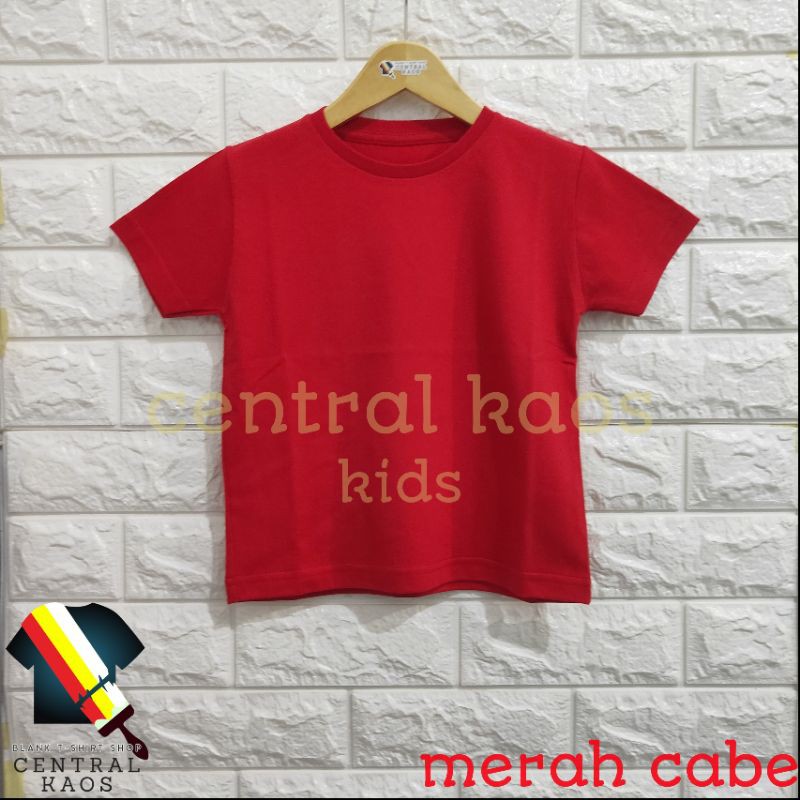 KAOS POLOS / Baju POLOS anak-anak merah cabe Cotton Combed 30s Premium