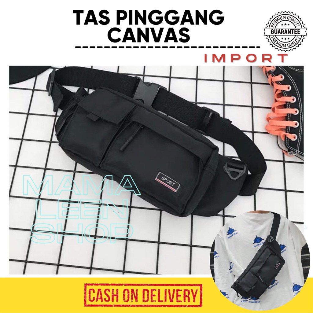 Tas Pinggang Waistbag Slempang Bahu Distro Waitsbag Selempang Cowok Muda Selpang Pingang Canvas Kanv
