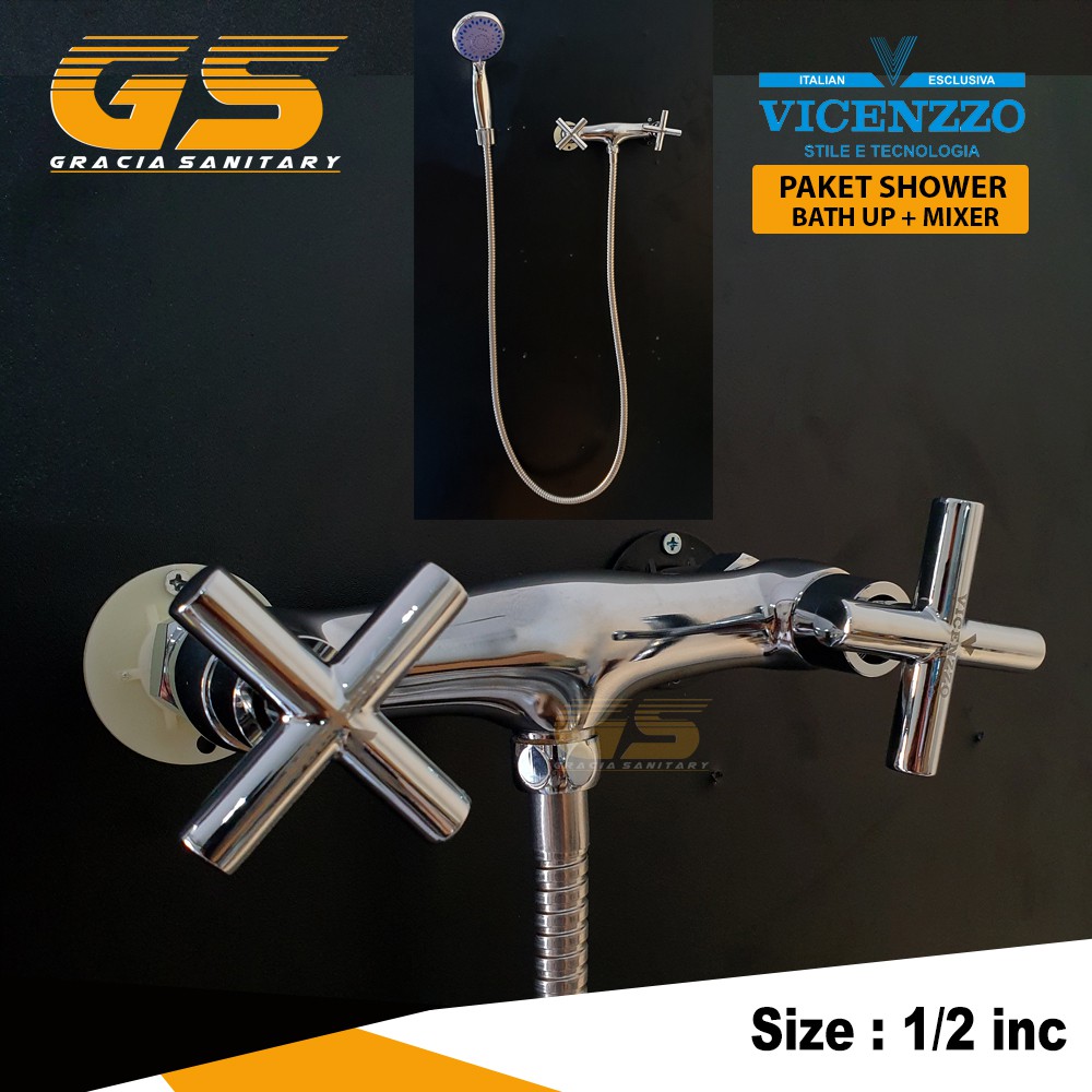 Shower SET Kran Mixer Panas Dingin Baling Vicenzzo KSH925 Bahan Kuningan