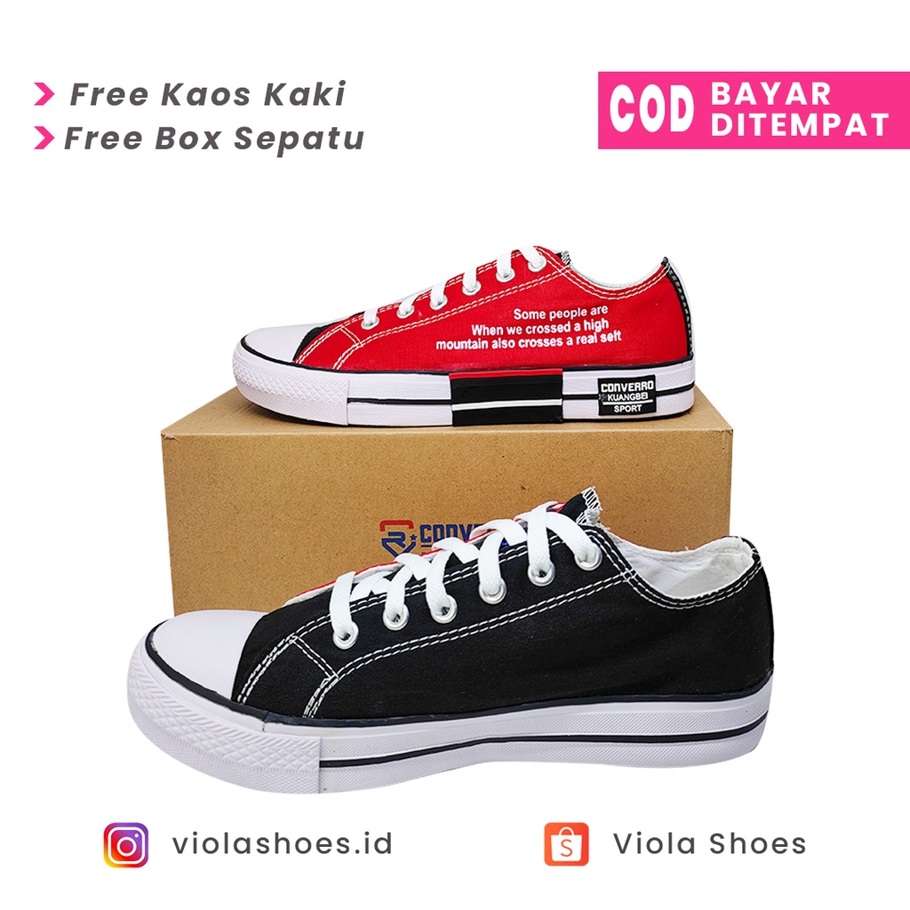 CUCI GUDANG SALE Sepatu Fashion Converro Terbaru Sneakers Casual Impor Termurah Sepatu Canvas Korean Style Unisex Kekinian Sepatu Premium Terlaris Sepatu Wanita Kanvas Sneakers Tali Outsole Tebal Tren Cewe Terkini Elegan Mewah Keren