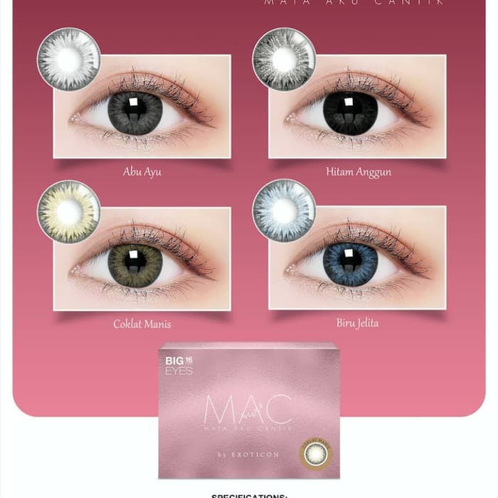 X2 MAC Coklat Manis MINUS Softlens 16mm Exoticon Mata Aku Cantik