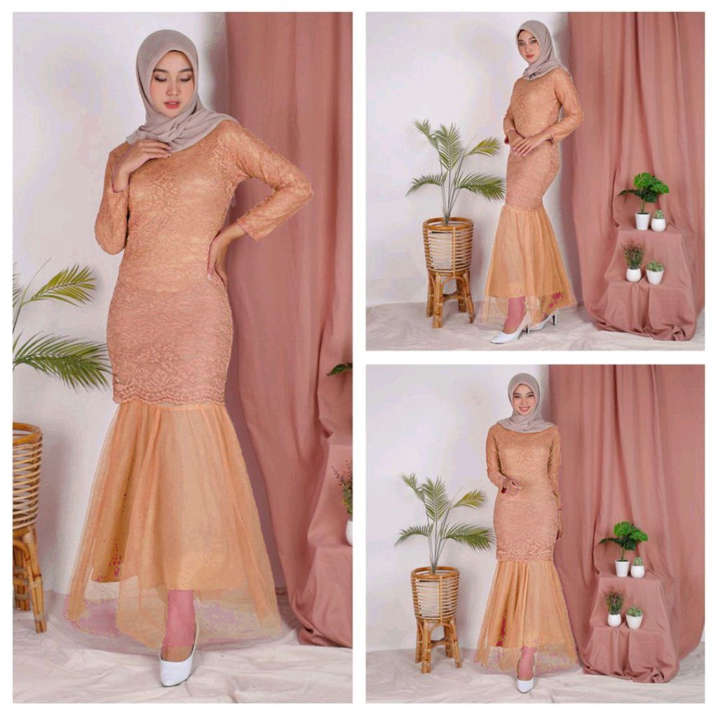 GAMIS BRUKAT STELLA TILE 4ukuran L XL 2XL 3XL DUYUNG / GAMIS  PAKAIAN MUSLIM WANITA CELMIRA DISKON / baju pesta mewah