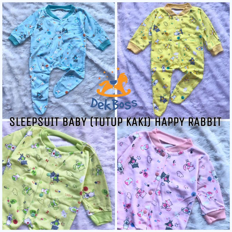 (Motif Kelinci / bayi 0-3 bulan) Sleepsuit bayi newborn perempuan tutup kaki | Jumpsuit bayi newborn baby girl | jumpsuit baby boy dan jumsuit baby girl | jampsuit bayi | Setelan baju tidur bayi lengan panjang newborn 3 bulan | Setelan Baju piyama bayi