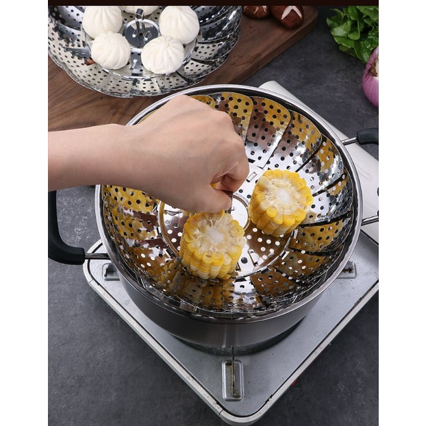 Steamer tray foldable alas kukusan lipat panci kuali serbaguna