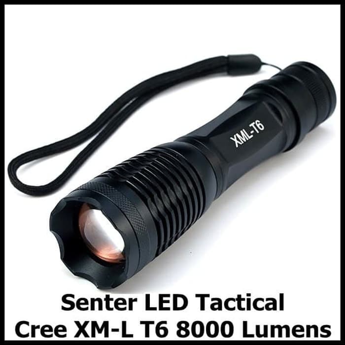 TaffLED Senter LED Tactical Cree XM-L T6 8000 Lumens F18 Black