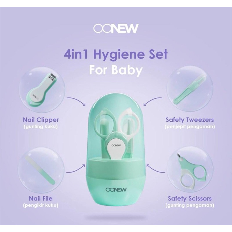 Gunting Kuku bayi -OONEW 4 in 1 Hygiene Set for Baby/Baby Manicure set