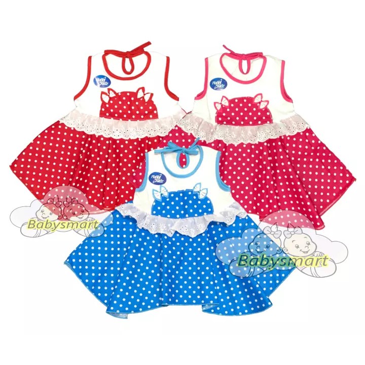 Babysmart - PLANET KIDS Setelan Dress POLKADOT RENDA Baju bayi perempuan usia 0-12 bulan/Pakaian