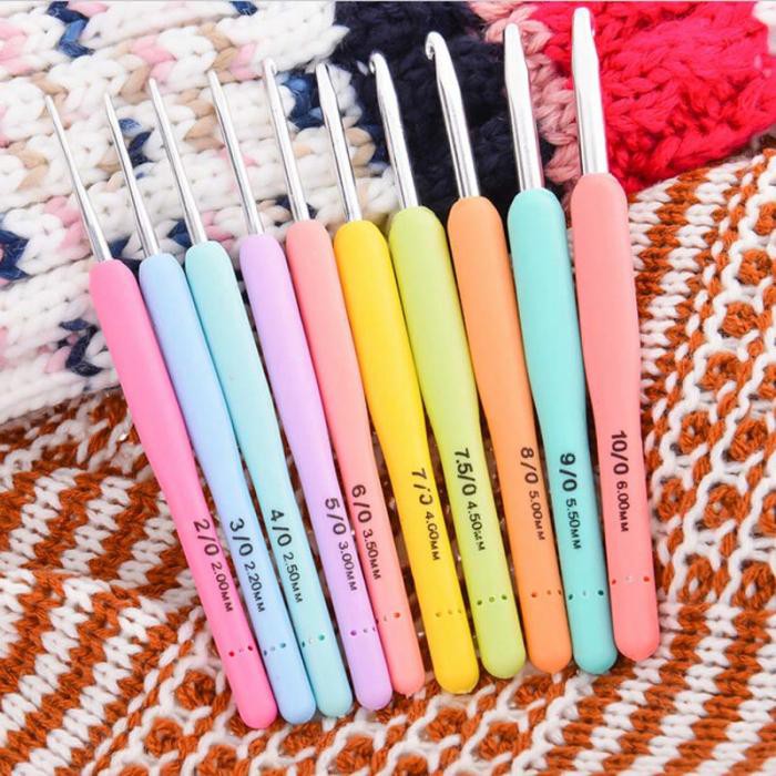 AnekaBenang - Hakpen (Alat/Jarum Rajut) Gagang Soft / Silicone Soft Handle Aluminium Crochet Hooks