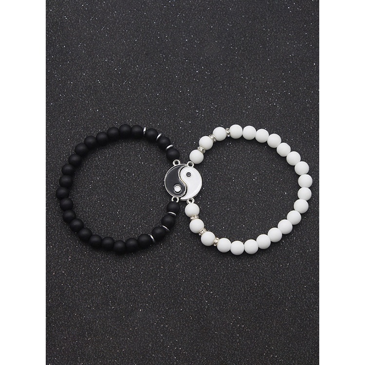 Set Gelang Rantai Dengan Charm Yin Yang Tai Chi Bagua Untuk Wanita