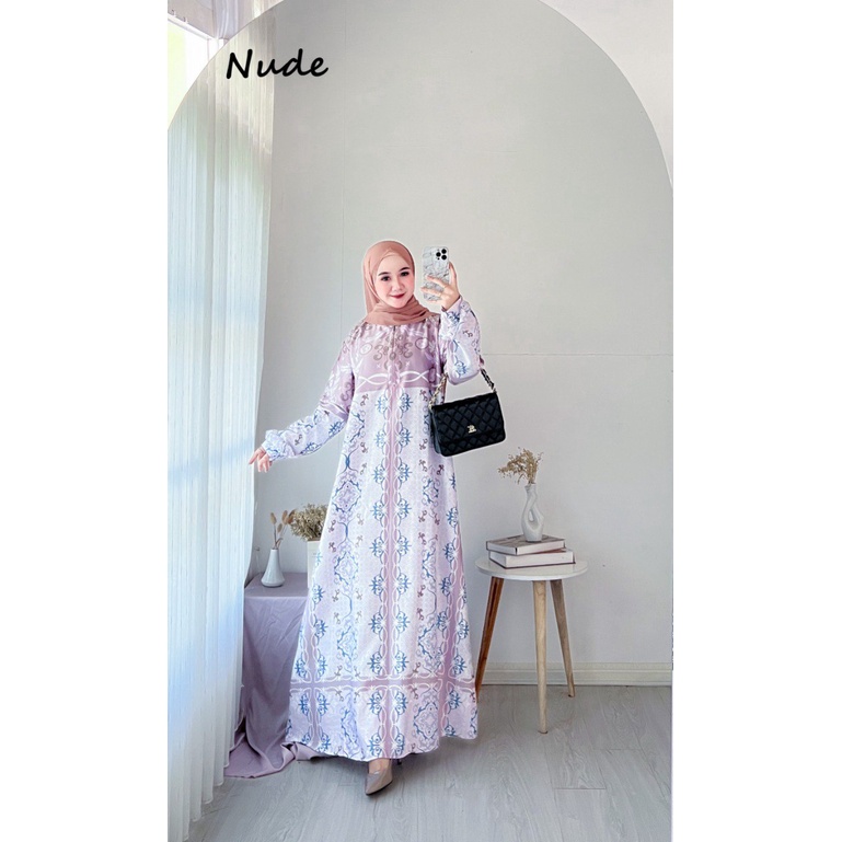 Aurora Dress - Gamis Terbaru Maxmara Silk Premium Dress Wanita Lengan Panjang Maxi Dress Kekinian LD 110 cm