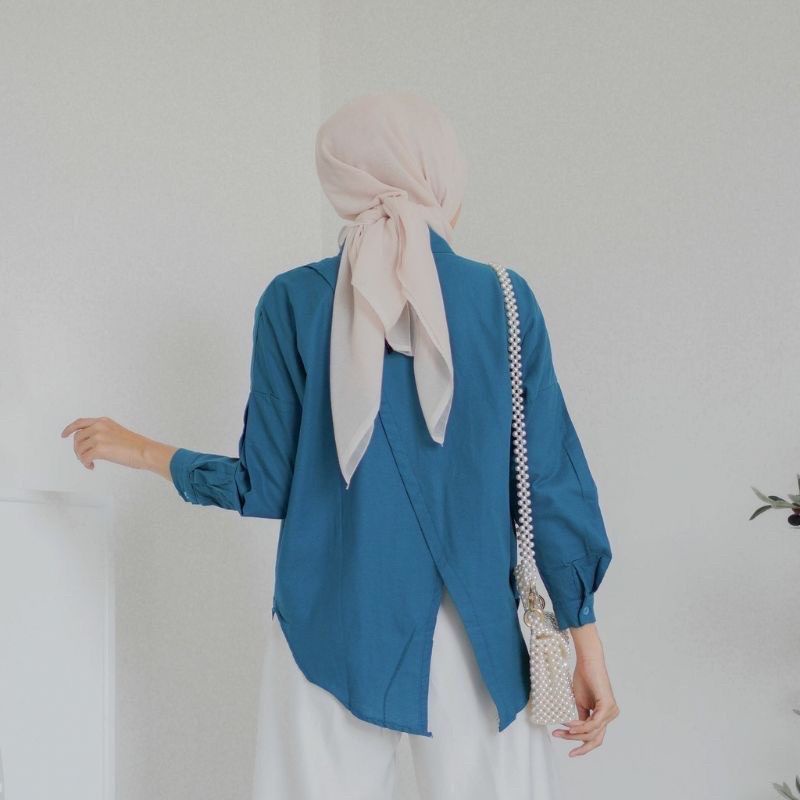 Nelka Shirt / Kemeja Wanita Oversize Linen Nelka Shirt Linen Pocket Oversize / Linen Shirt / Kemeja Shirt Linen