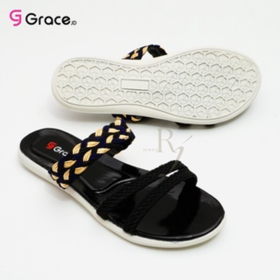 GRACE [LIDIA BAN 3M] Sandal Slop Kepang/ Sandal Wanita Selop Kepang Teplek/ Sendal Selop Cewek Kepang