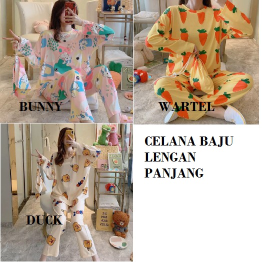 Part 2 Piyama Import Setelan Lengan Panjang / Baju tidur Wanita